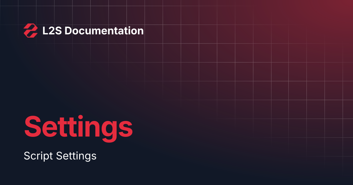 Settings | L2S Documentation